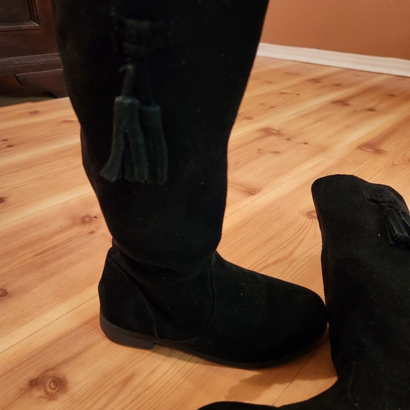 Cat & Jack Girls Black Microsuede Tall Boots sz 13 - Picture 4 of 5